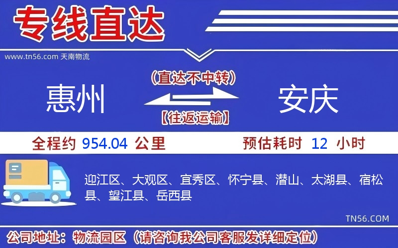惠州到安庆物流公司 惠州到安庆物流公司