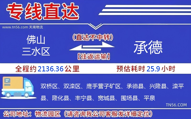 佛山三水区到承德物流公司