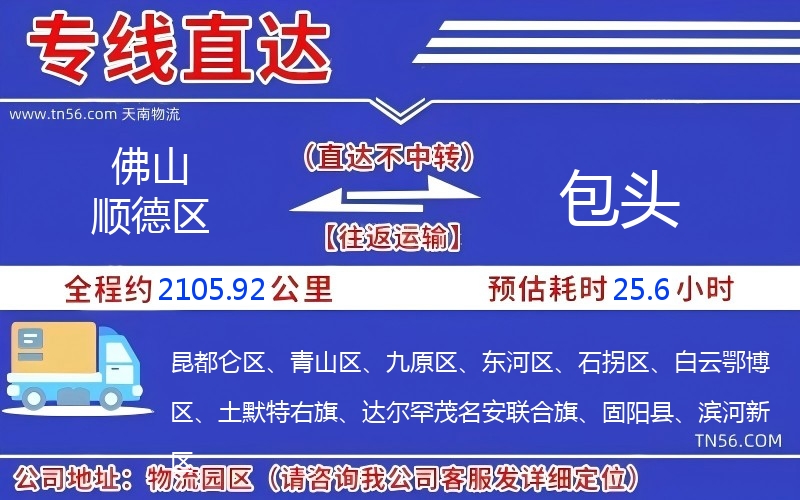 佛山顺德区到包头物流公司