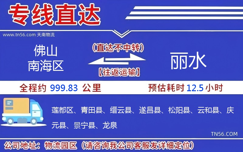 佛山南海区到丽水物流公司