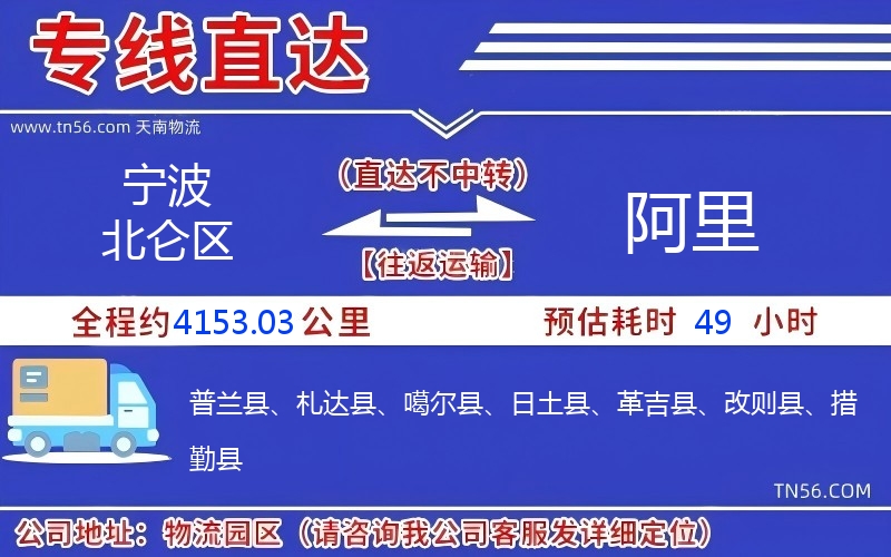 宁波北仑区到阿里物流公司