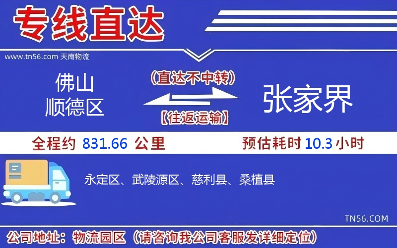 佛山顺德区到张家界物流公司