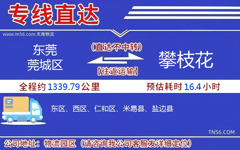 东莞莞城区到攀枝花物流公司 东莞莞城区到攀枝花物流公司