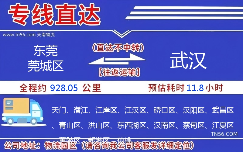 东莞莞城区到武汉物流公司