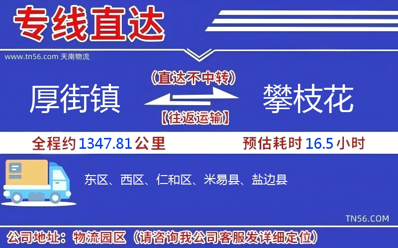 厚街镇到攀枝花物流公司