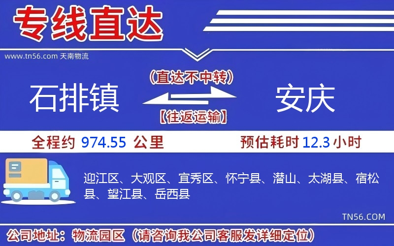 石排镇到安庆物流公司 石排镇到安庆物流公司